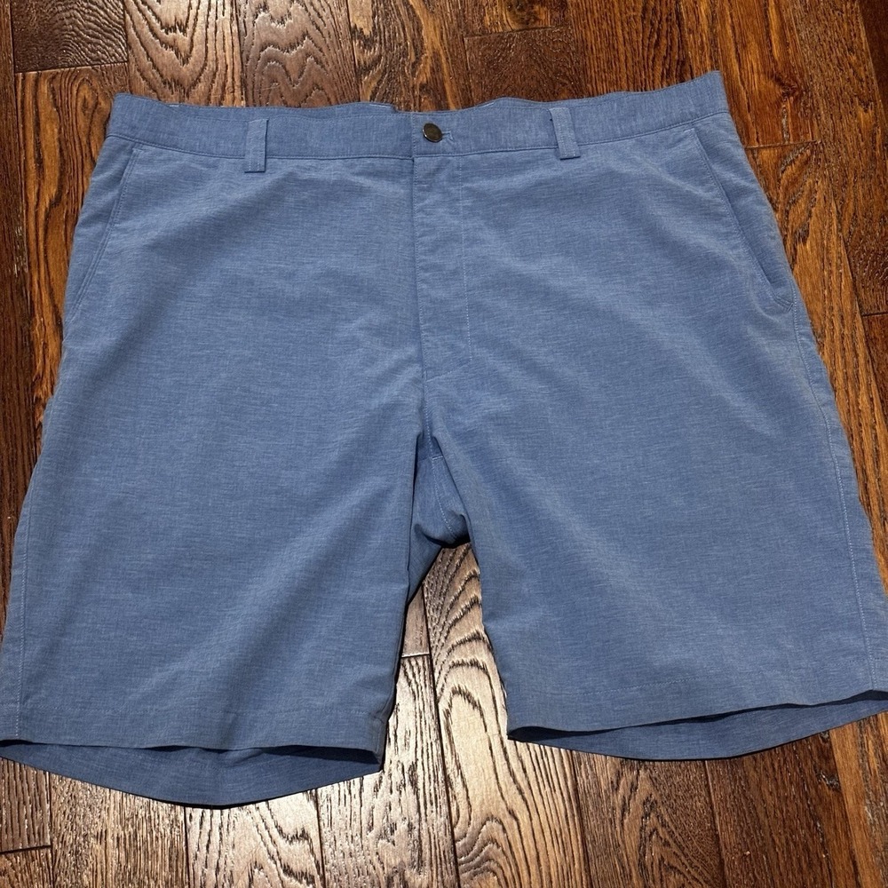Peter Millar Mens 38 Performance Golf Shorts Blue Heathered 9 Inch Inseam
